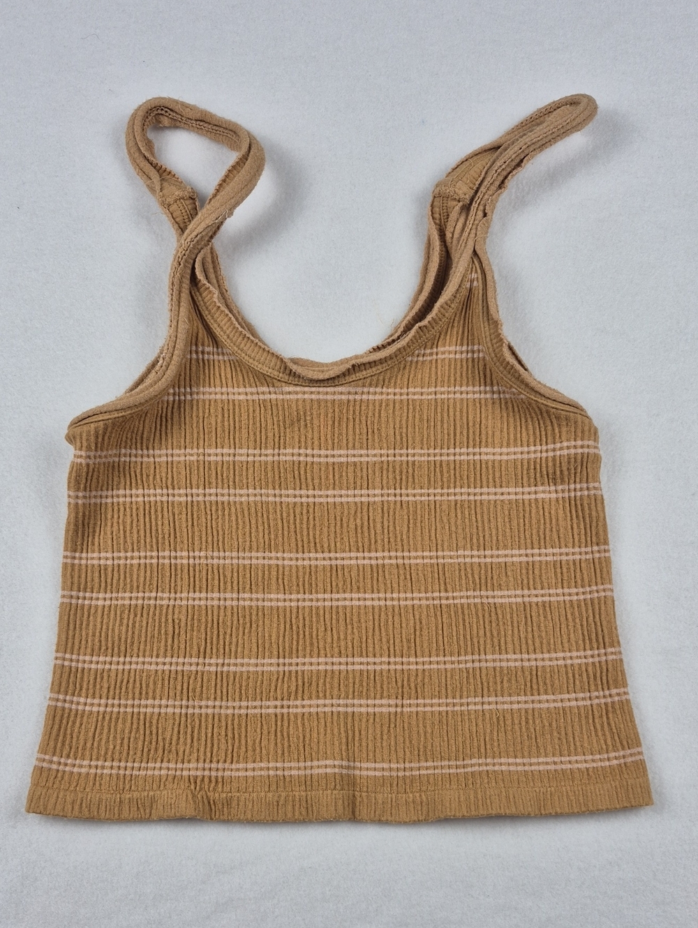 Out From Under Urban Outfitters Seamless Ribbed Crop Tank Top M/L Tan Striped